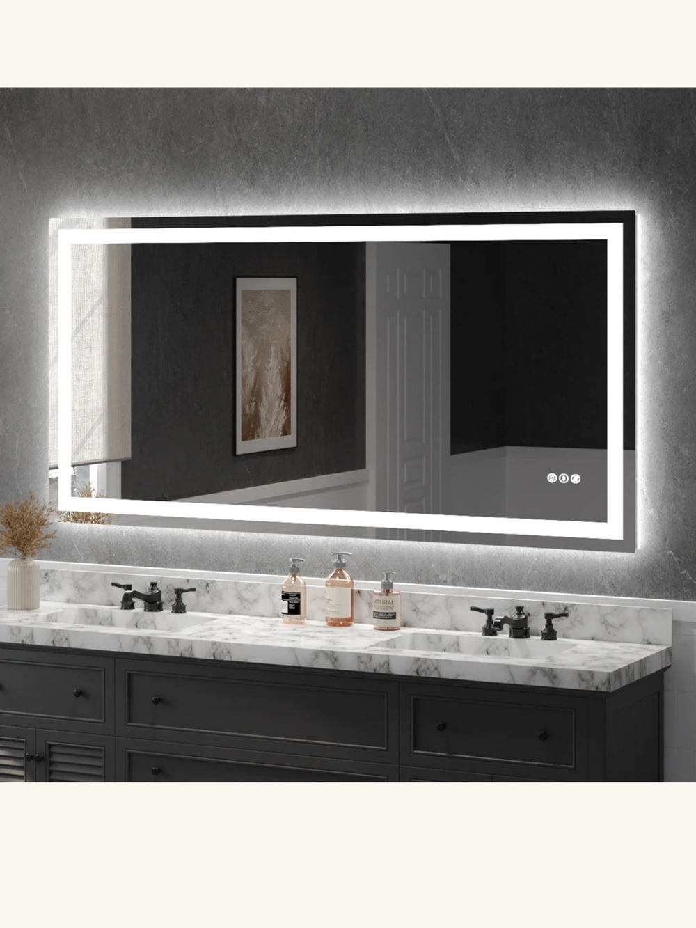 LED Backlit and Front Rectangular Bathroom Mirror